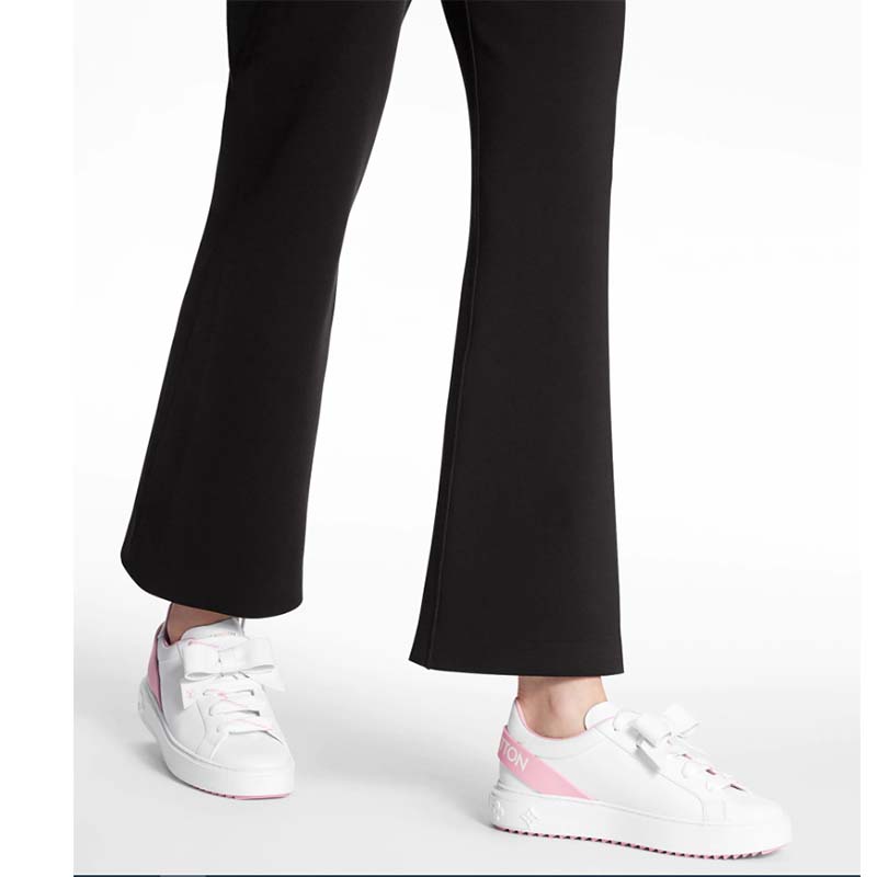 Louis Vuitton LV Women Time Out Sneaker Pink Calf Leather Rubber Outsole