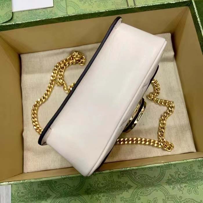 Gucci Women GG Deco Mini Shoulder Bag White Quilted Leather Interlocking G