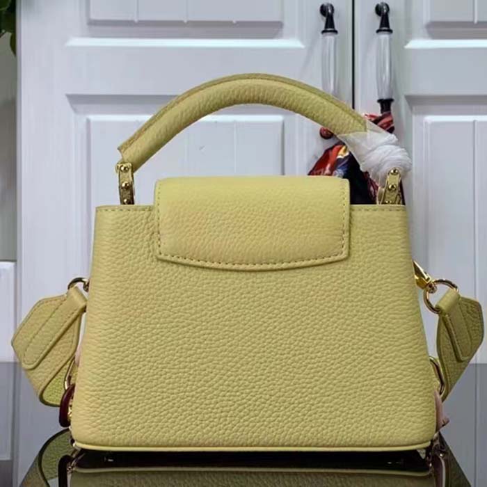 Louis Vuitton LV Women Capucines Mini Handbag Yellow Taurillon Cowhide Leather