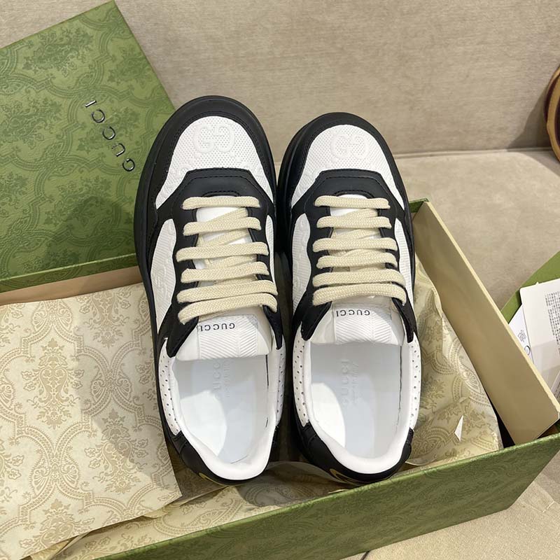 Gucci Unisex Ace GG Embossed Sneaker Interlocking G Print Rubber Mid 5.6 Cm Heel