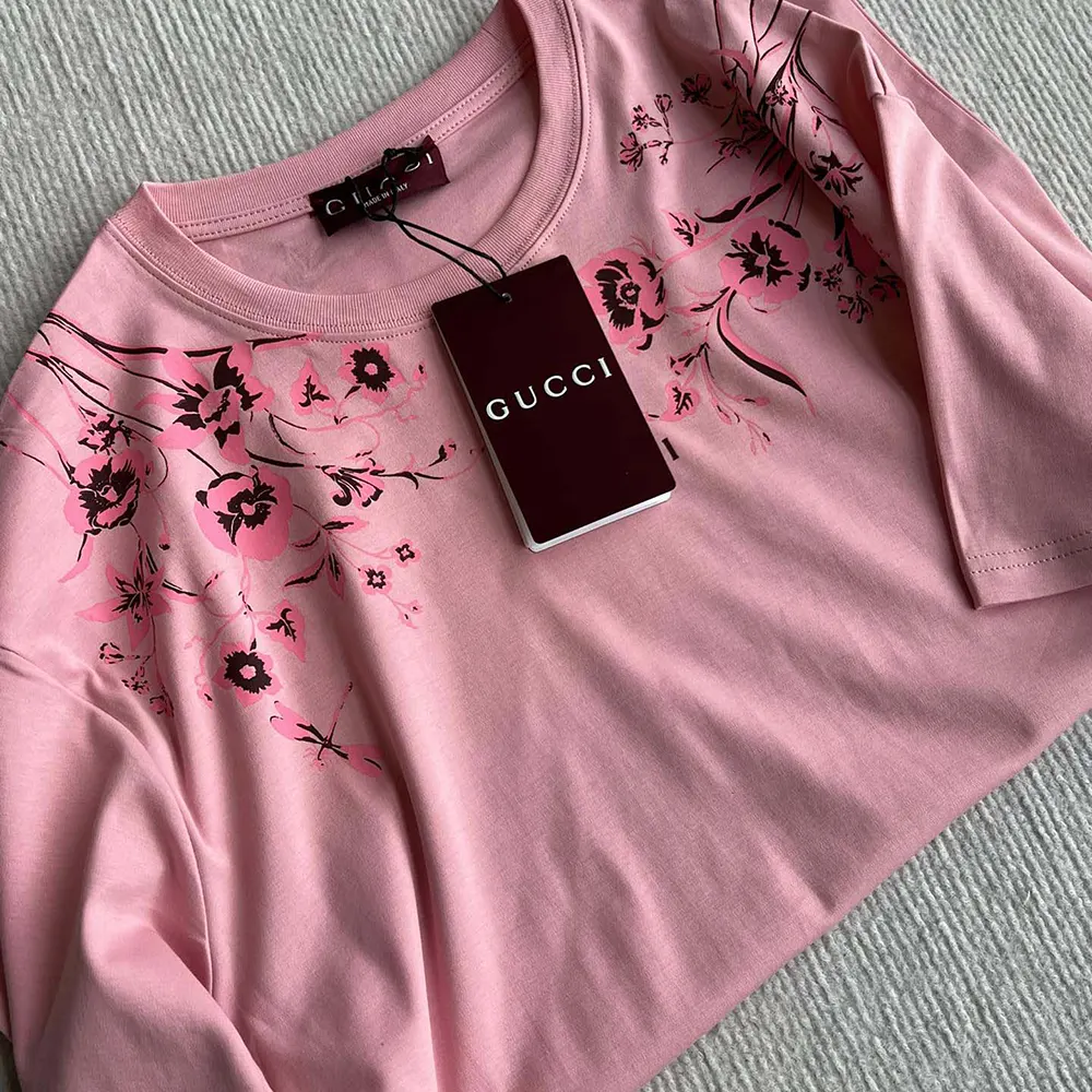Gucci Women Soft Cotton Jersey T-shirt with Print-Pink