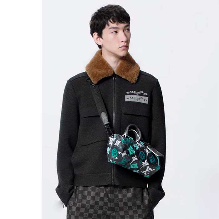 Louis Vuitton LV Unisex Keepall Bandoulière 25 Graffiti Green Monogram Coated Canvas