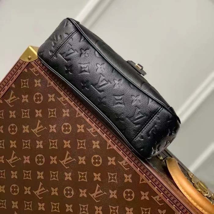 Louis Vuitton LV Women Trianon PM Bag Black Embossed Grained Cowhide Leather