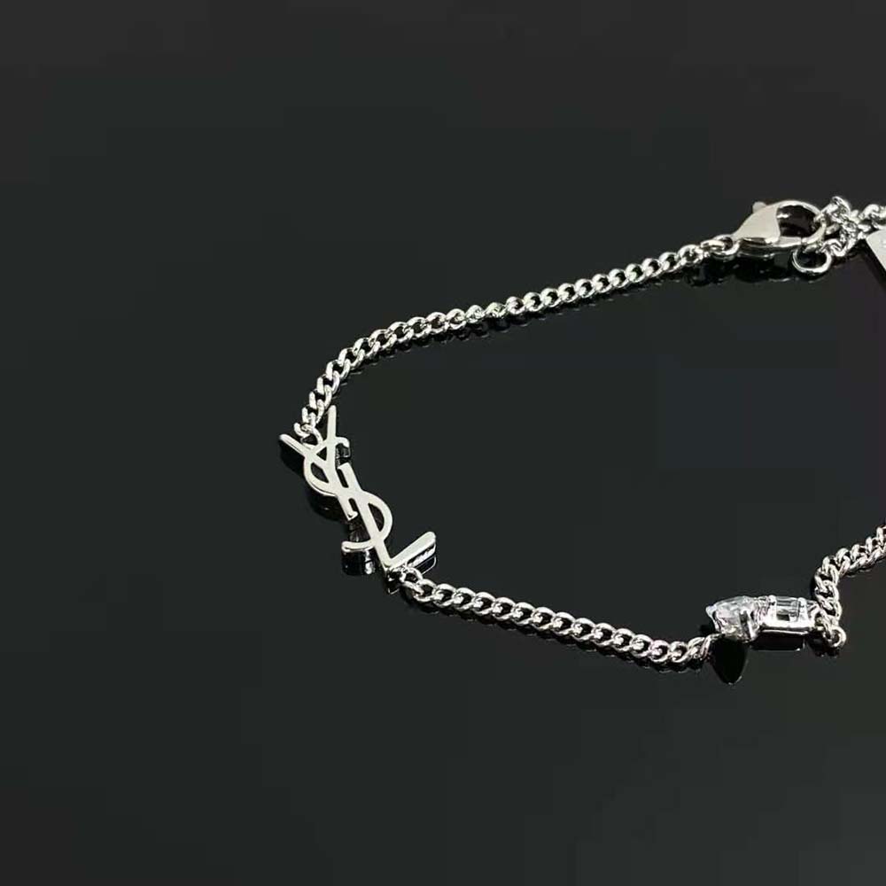 Saint Laurent YSL Women Opyum Charm Bracelet in Metal and Rhinestone