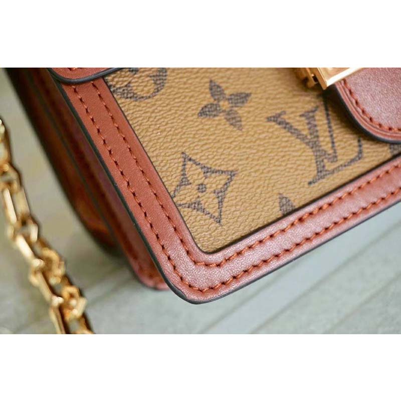 Louis Vuitton LV Women Mini Dauphine Handbag in Monogram Canvas-Brown