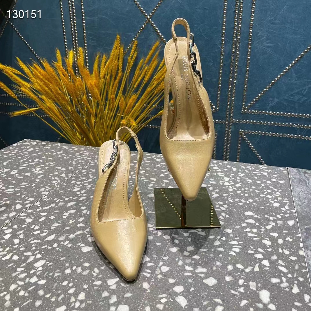 Louis Vuitton LV Women Sparkle Slingback Pump Gold Metallic Calf Leather 9.5 Cm Heel