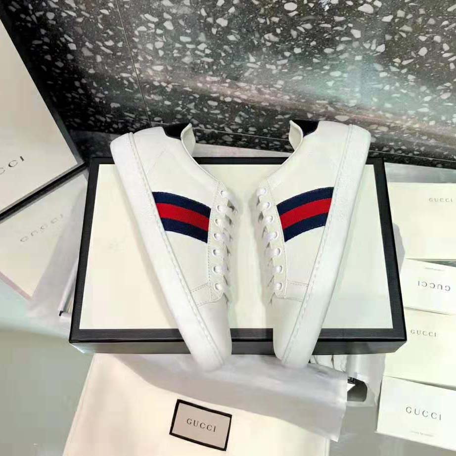 Gucci Unisex Ace Classic Low-Top Leather Sneaker-White