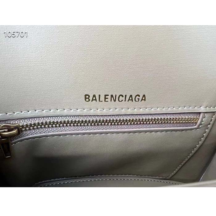 Balenciaga Women Hourglass Small Handbag Beige Brown BB Monogram Coated Canvas