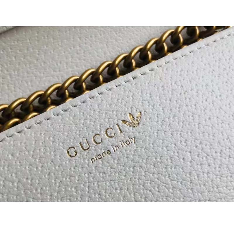 Gucci Women GG Adidas x Gucci Wallet Chain Black White Leather Interlocking G