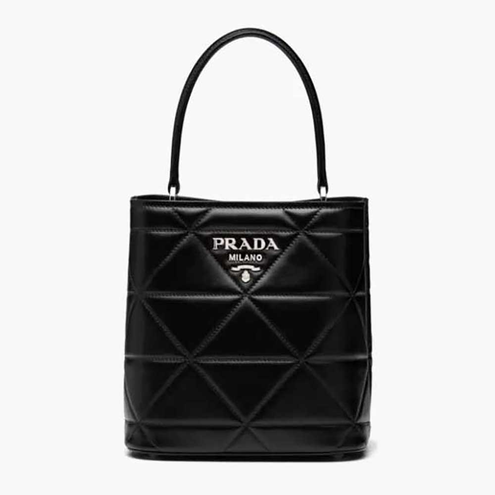Prada Women Bucket Design Spectrum Leather Bag-Black