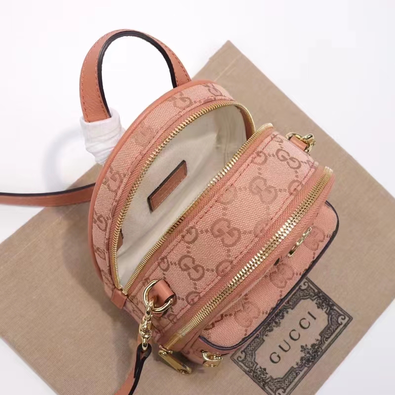 Gucci Women Ophidia Mini GG Shoulder Bag Pink GG Canvas Leather Double G
