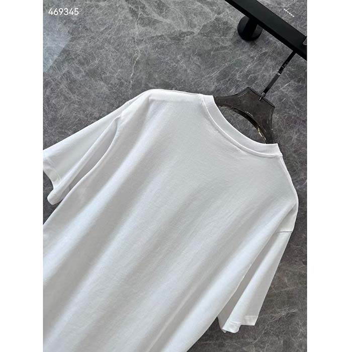 Gucci Men GG Cotton Jersey T-Shirt Gucci Print Red White Crewneck Short Sleeves