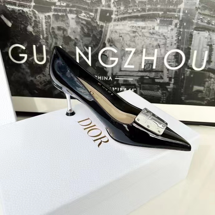 Dior Women CD Shoes La Parisienne Dior Pump Black Patent Calfskin 8 CM Heel