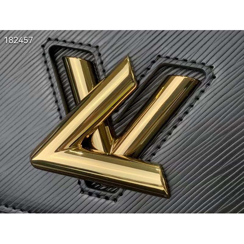 Louis Vuitton LV Women Twist MM Lemon Handbag Black Epi Grained Cowhide