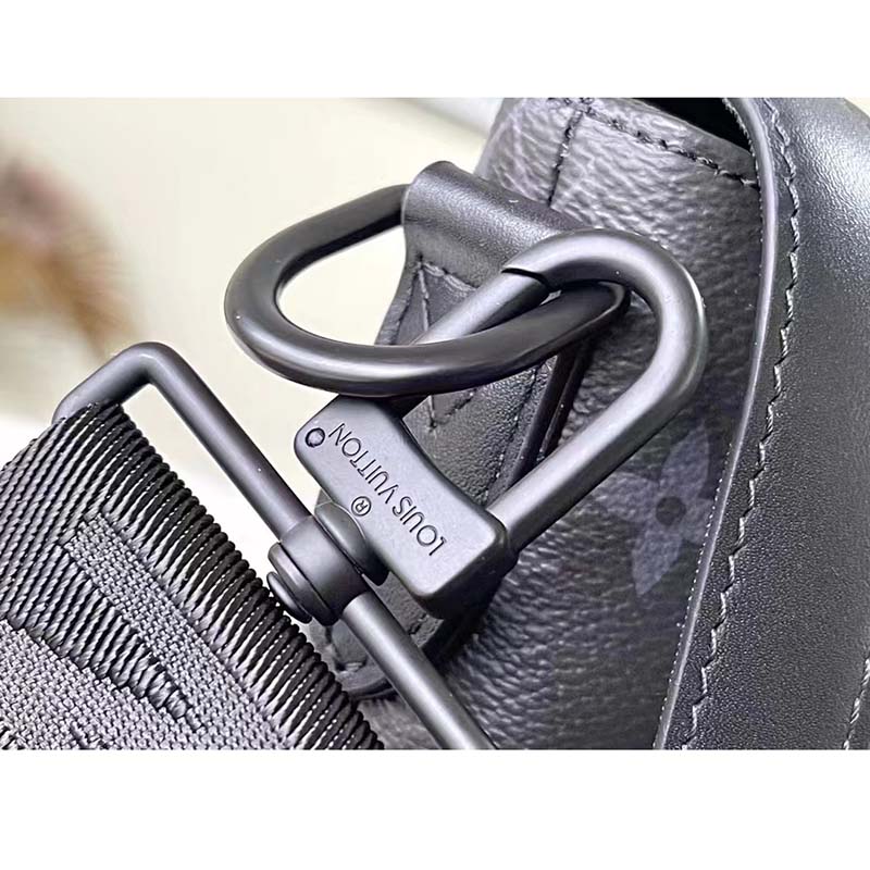 Louis Vuitton LV Unisex Saumur Messenger Monogram Eclipse Coated Canvas Black