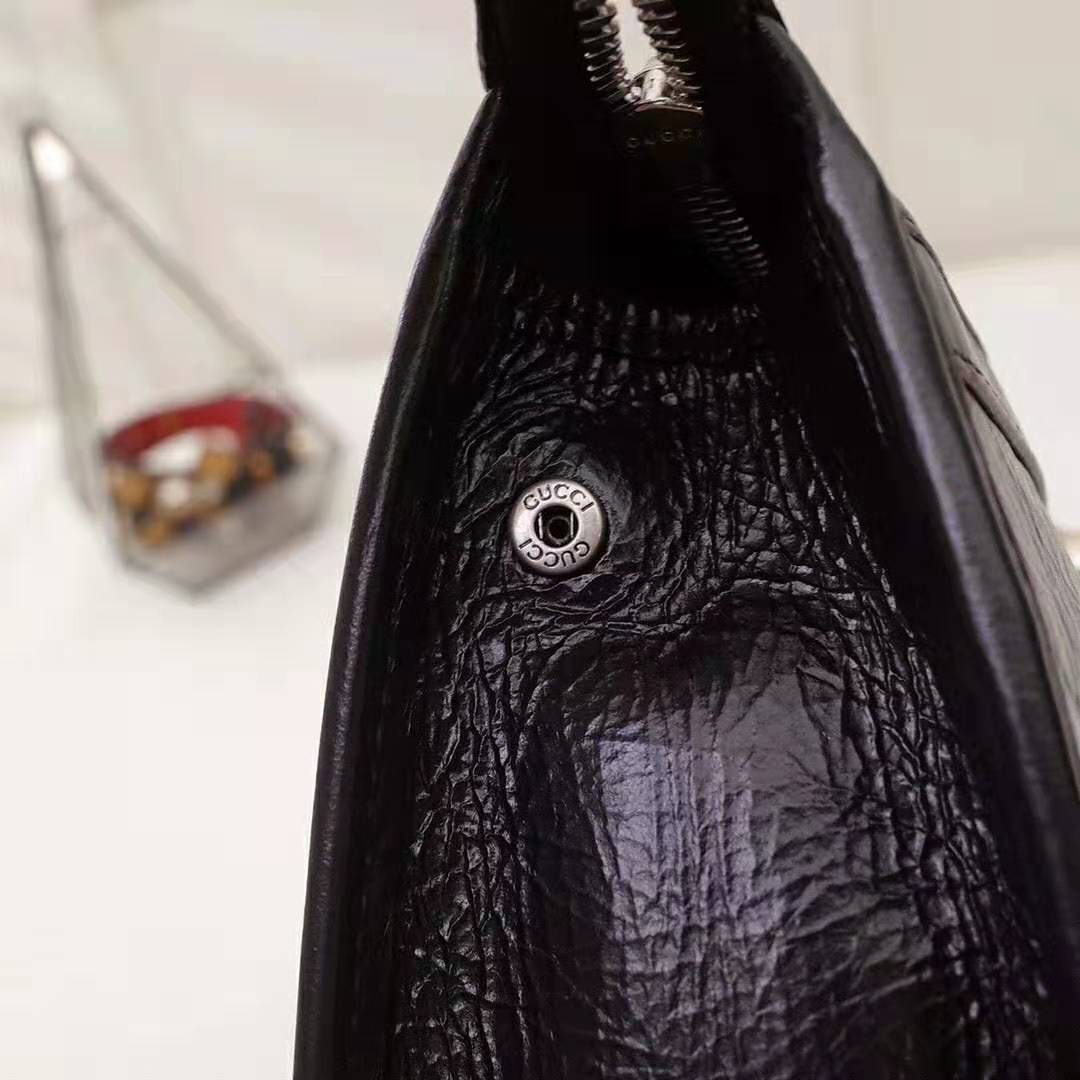 Gucci GG Men Pouch with Interlocking Bag in Black Soft Leather