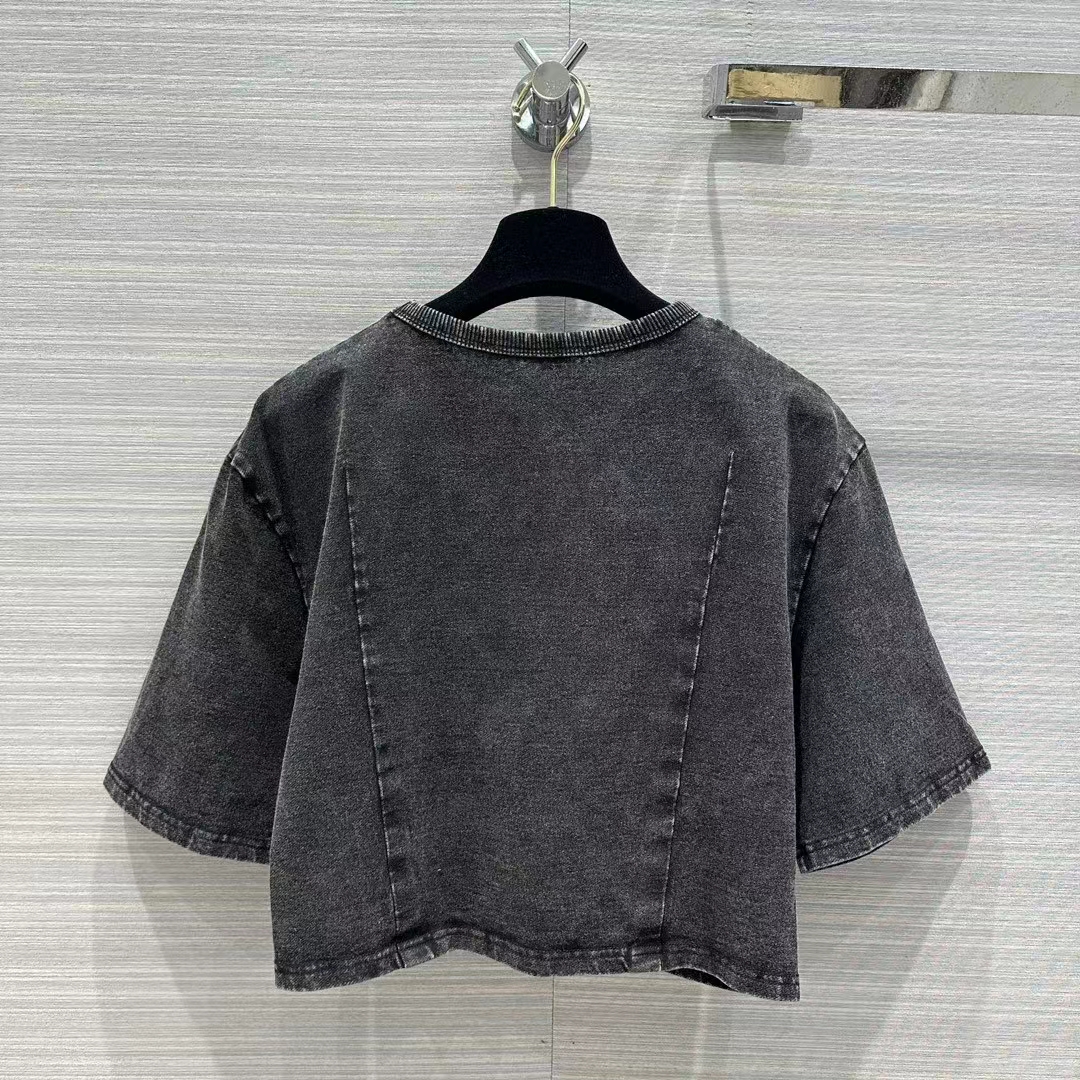 Louis Vuitton Women LV Snap Button T-Shirt Cotton Metal Grey Regular Fit