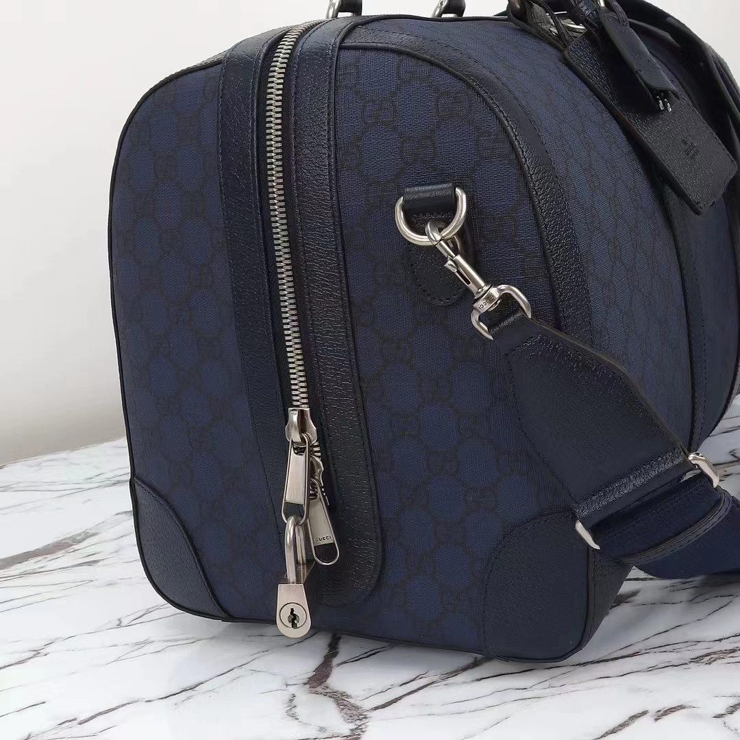 Gucci Unisex GG Savoy Small Duffle Bag Blue Black GG Supreme Canvas