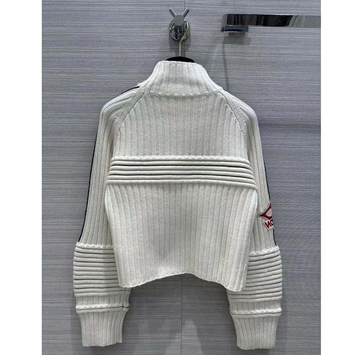 Louis Vuitton Women LV SKI Contrast Accent Pullover Wool Yack Milky White
