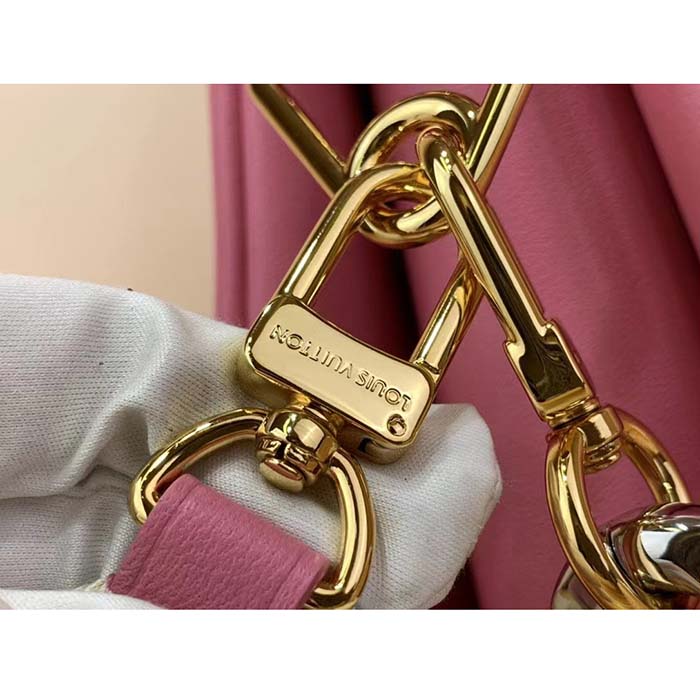 Louis Vuitton LV Women Coussin PM Handbag Rose Bonbon Pink Lambskin Zip Closure