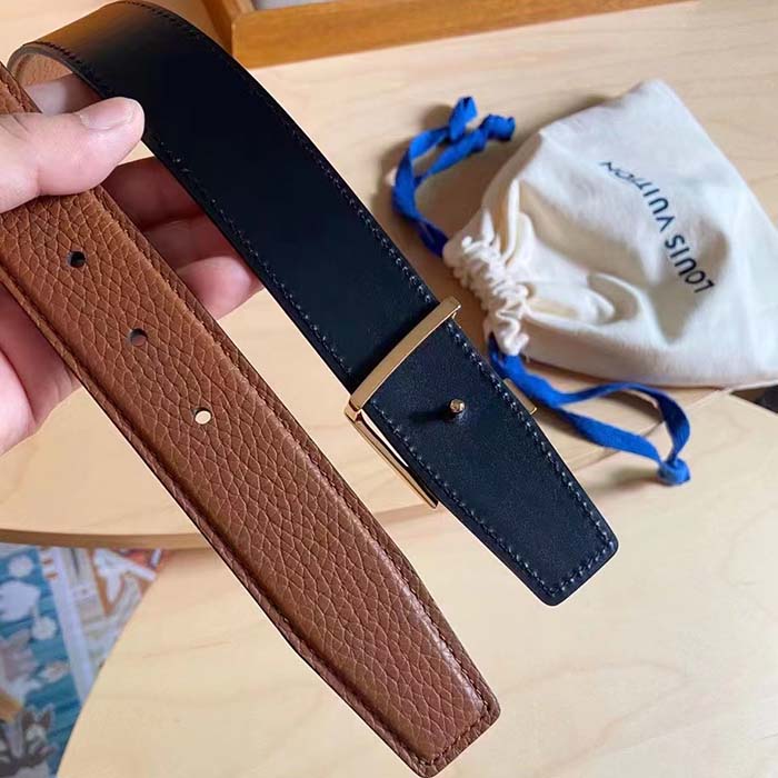 Louis Vuitton Unisex LV Initiales 40 MM Reversible Belt Taurillon Calf Leather Signature Buckle