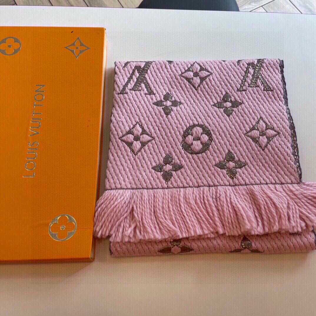 Louis Vuitton LV Women Logomania Scarf Ecru White Allover Monogram Pattern