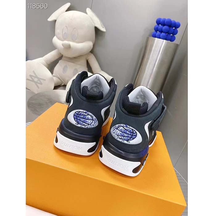 Louis Vuitton LV Unisex Trainer 2.0 Sneaker Boot Black Suede Calf Leather