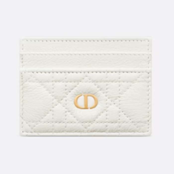 Dior Unisex CD Dior Caro Five Slot Card Holder Cloud Latte Supple Cannage Calfskin