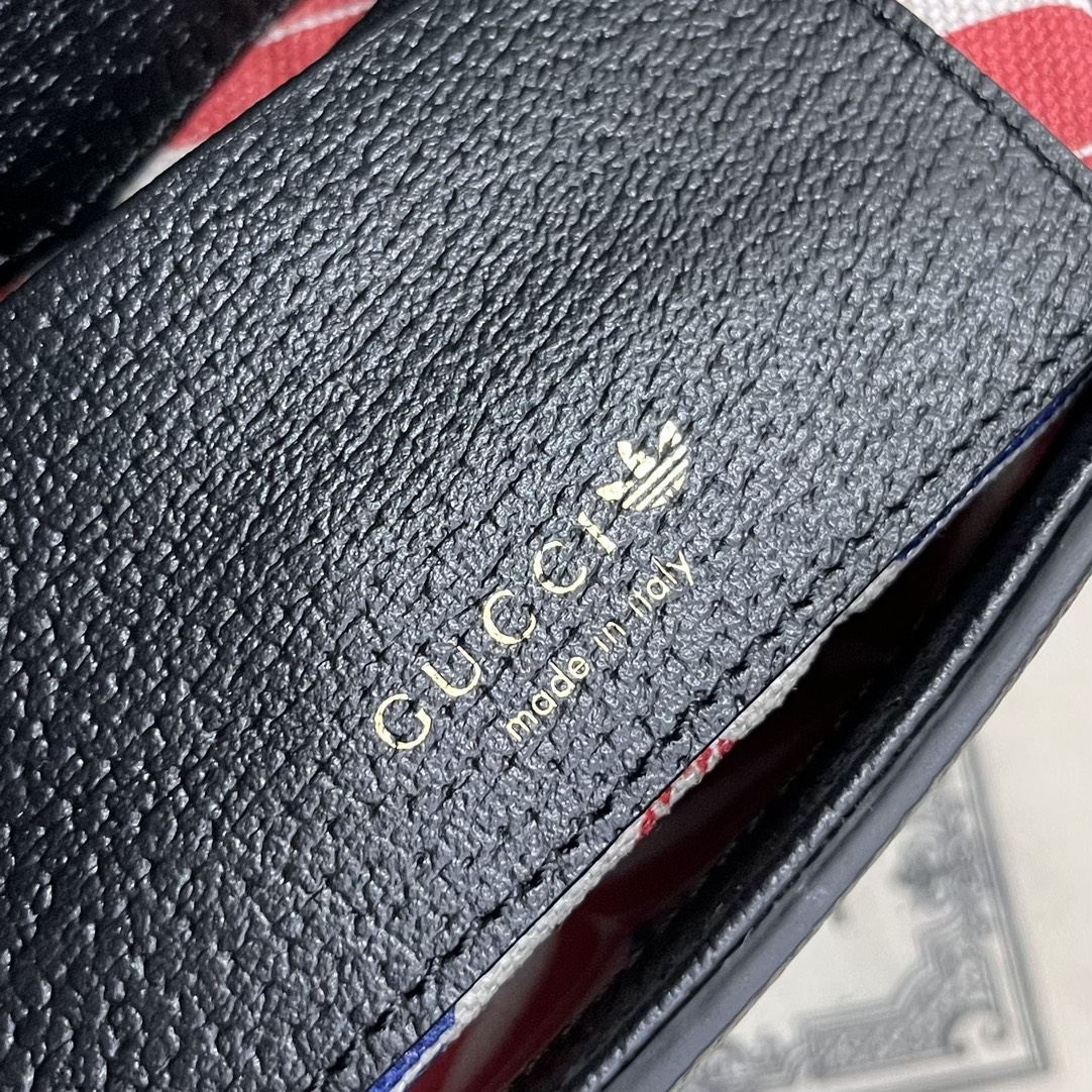 Gucci Unisex GG Adidas x Gucci Mini Bag Black Leather Off White Trefoil Print