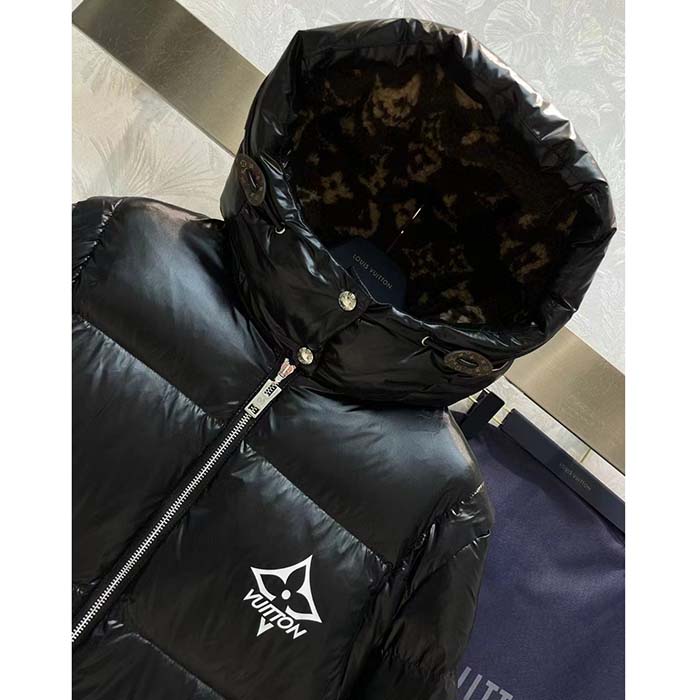 Louis Vuitton Women LV Glossy Long Puffer Coat Black Regular Fit Polyamide
