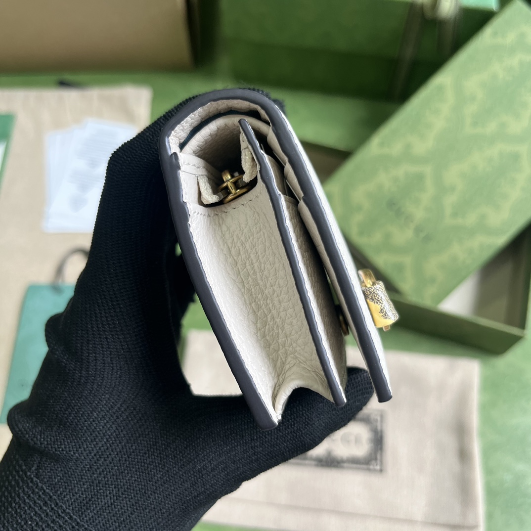 Gucci Unisex GG Wallet Interlocking G Python Bow Light Pink Leather Moiré Lining