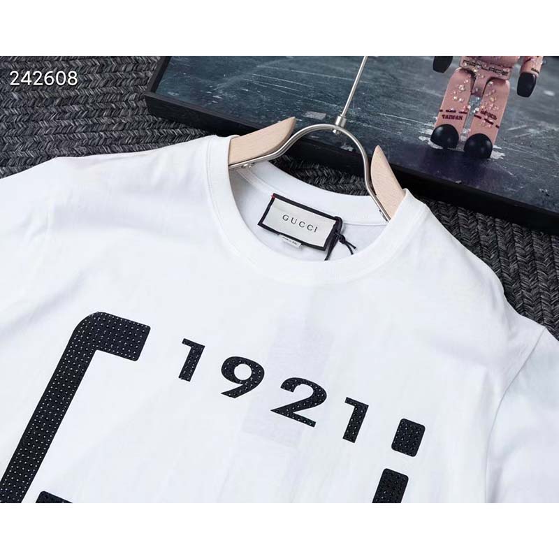 Gucci GG Men Crystal 1921 Cotton T-Shirt Crewneck Oversize Fit