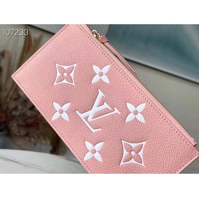 Louis Vuitton LV Women Félicie Pochette Pink Cream Monogram Empreinte Embossed Supple Grained Cowhide