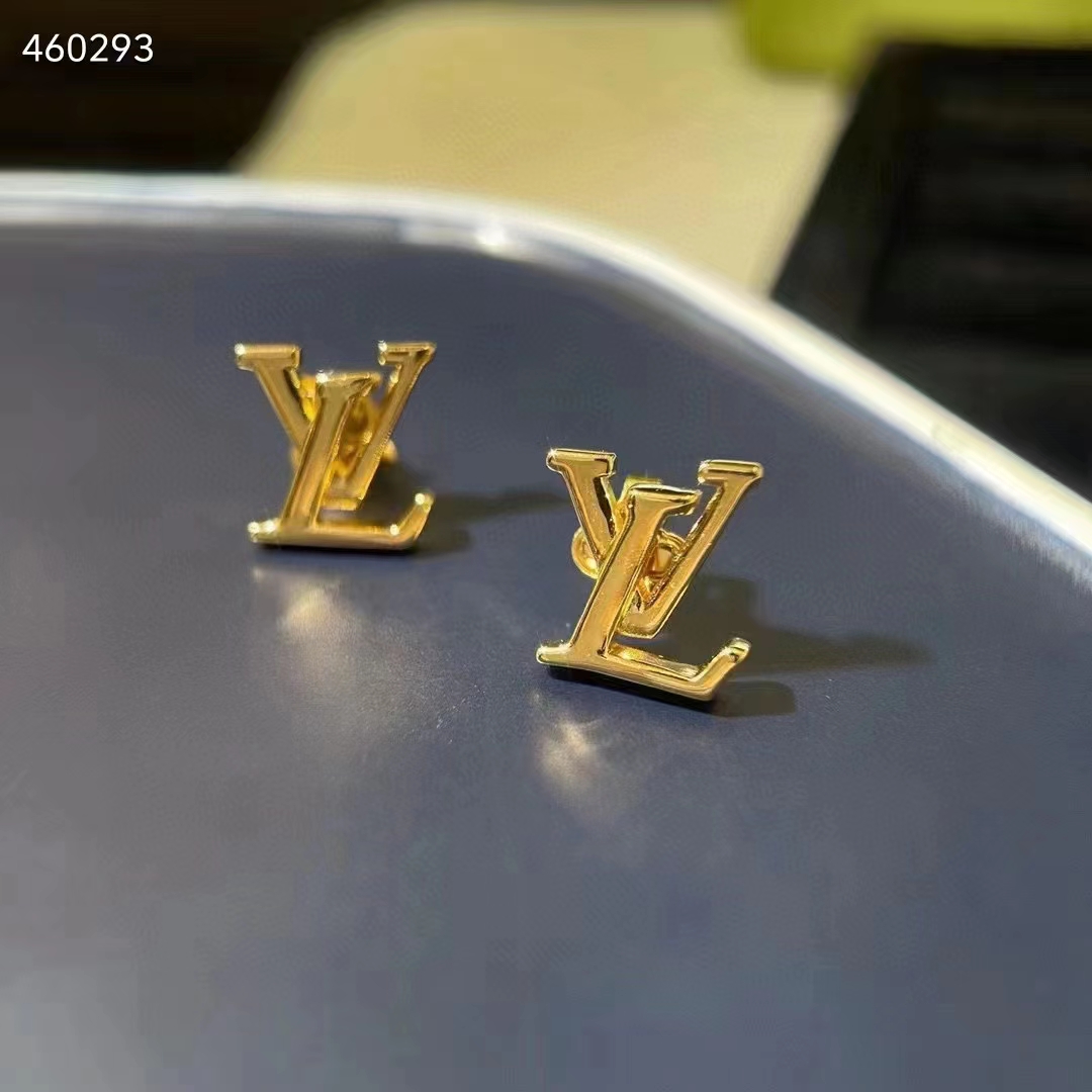 Louis Vuitton Women LV Iconic Earrings Gold-Color Initials M00743