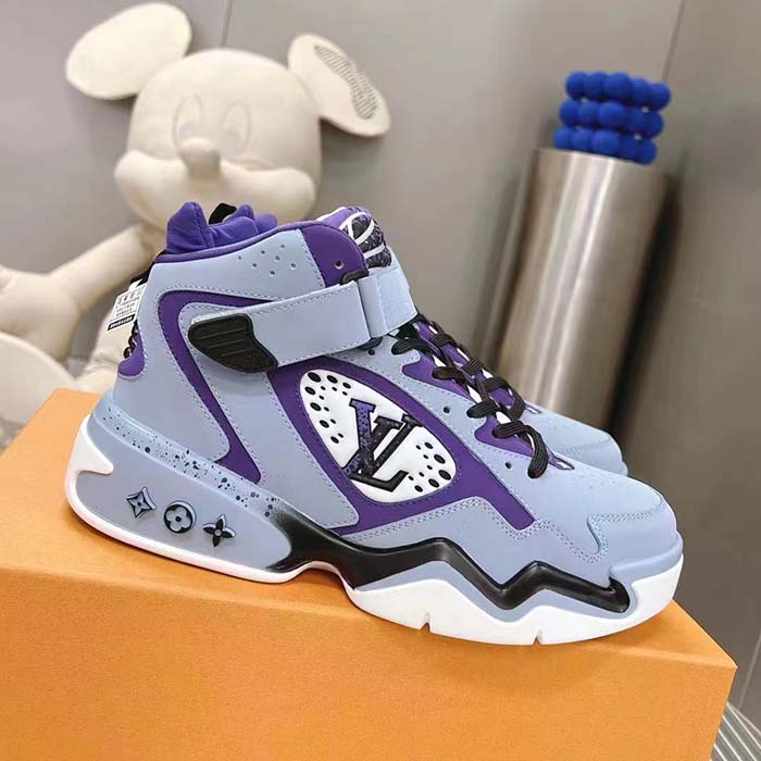 Louis Vuitton LV Unisex Trainer 2 Sneaker Boot Blue Suede Calf Leather