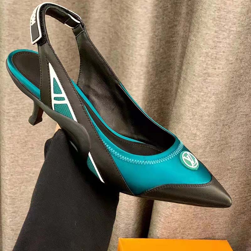Louis Vuitton Women Archlight Slingback Pump Green Technical Satin Calf Leather