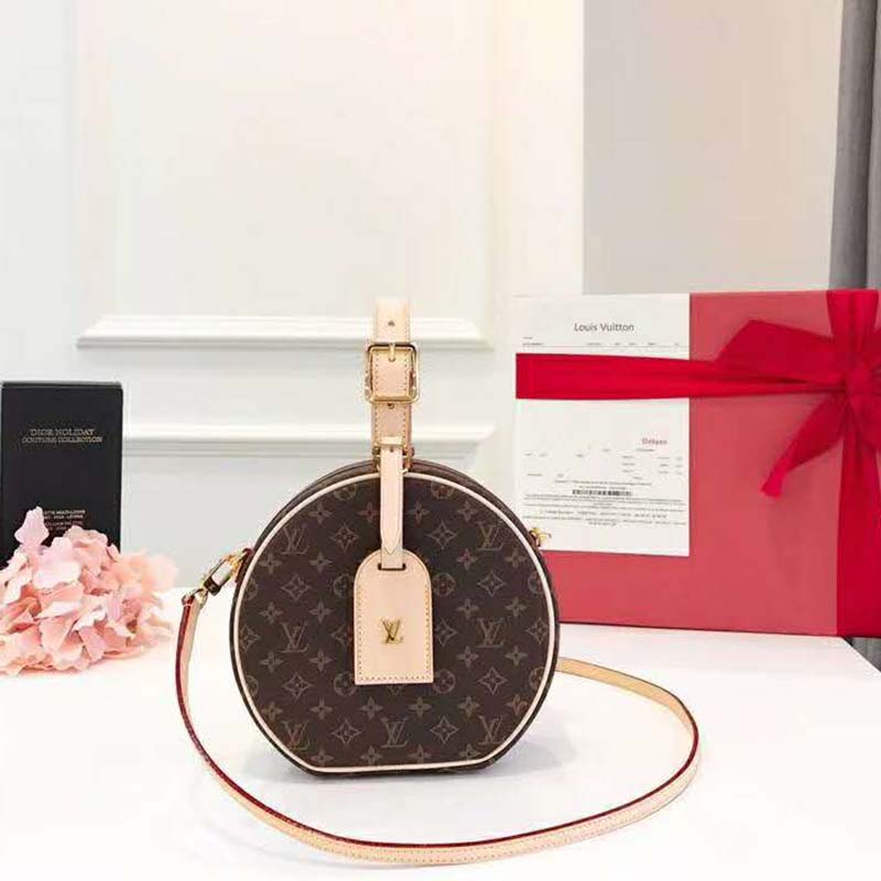 Louis Vuitton LV Women Petite Boite Chapeau in Coated Monogram Canvas-Brown