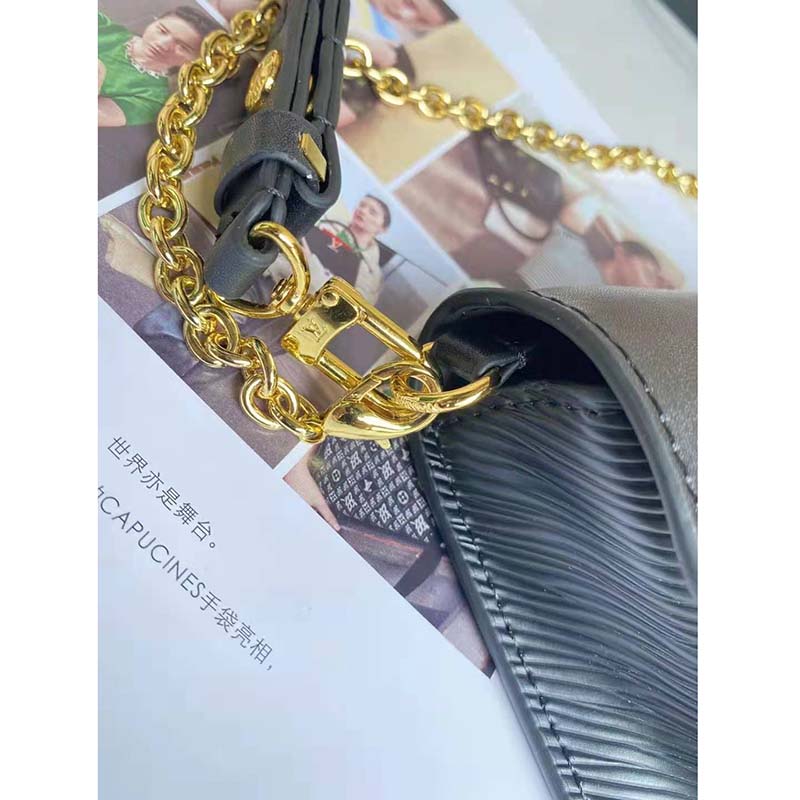Louis Vuitton LV Women Padlock On Strap Bag Black Epi Embossed Grained Cowhide Leather