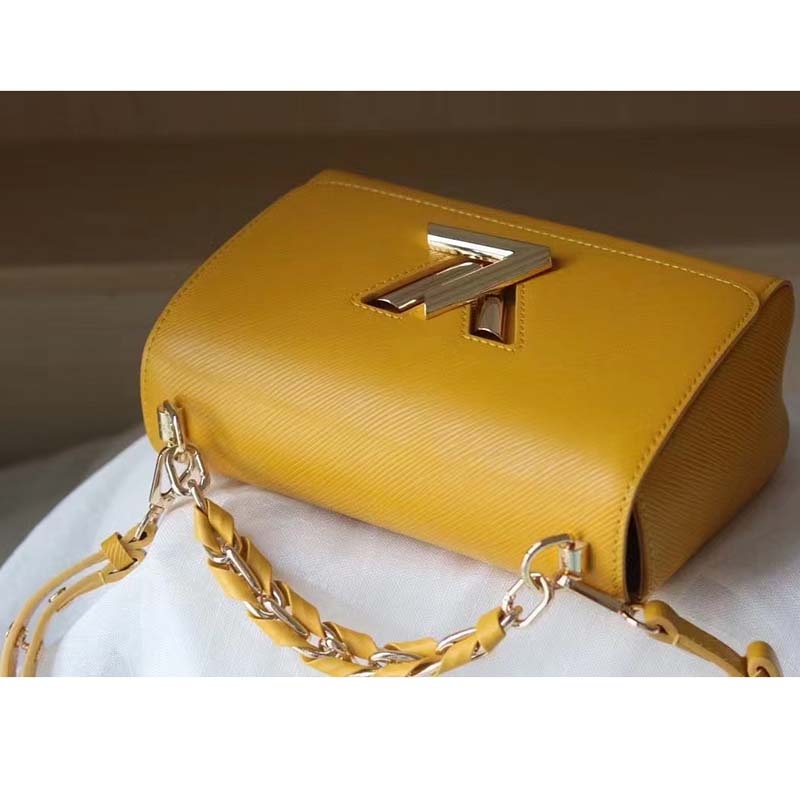 Louis Vuitton LV Women Twist MM Handbag Sunflower Yellow Epi Grained Cowhide Leather