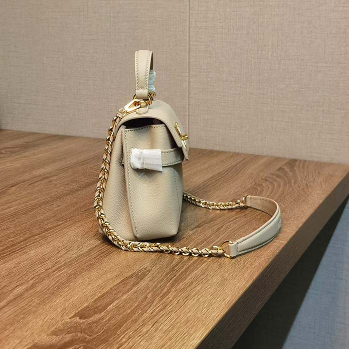 Louis Vuitton LV Women Lockme Ever Mini Handbag Greige Grained Calf Leather