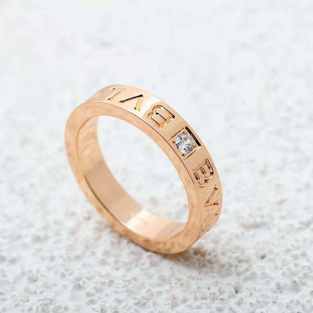 Bvlgari Women Bvlgari Bvlgari Ring 18 KT Rose Gold Ring with Diamond