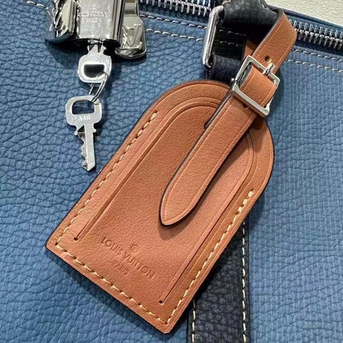 Louis Vuitton LV Unisex Keepall Bandoulière 50 Travel Bag Denim Blue Cowhide Leather