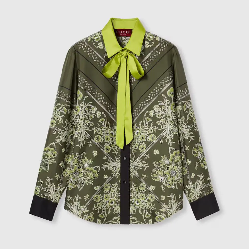 Gucci Women Printed Silk Twill Shirt 837650Z7AS2