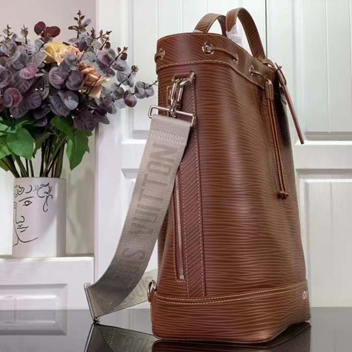 Louis Vuitton LV Unisex Maxi Noé Sling Cognac Calf Leather Drawstring Inside-Hook Closure Double Handle