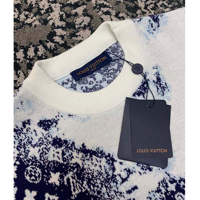 Louis Vuitton LV Men Monogram Bandana Crewneck Sweatshirt Cotton Indigo Slightly Loose Fit