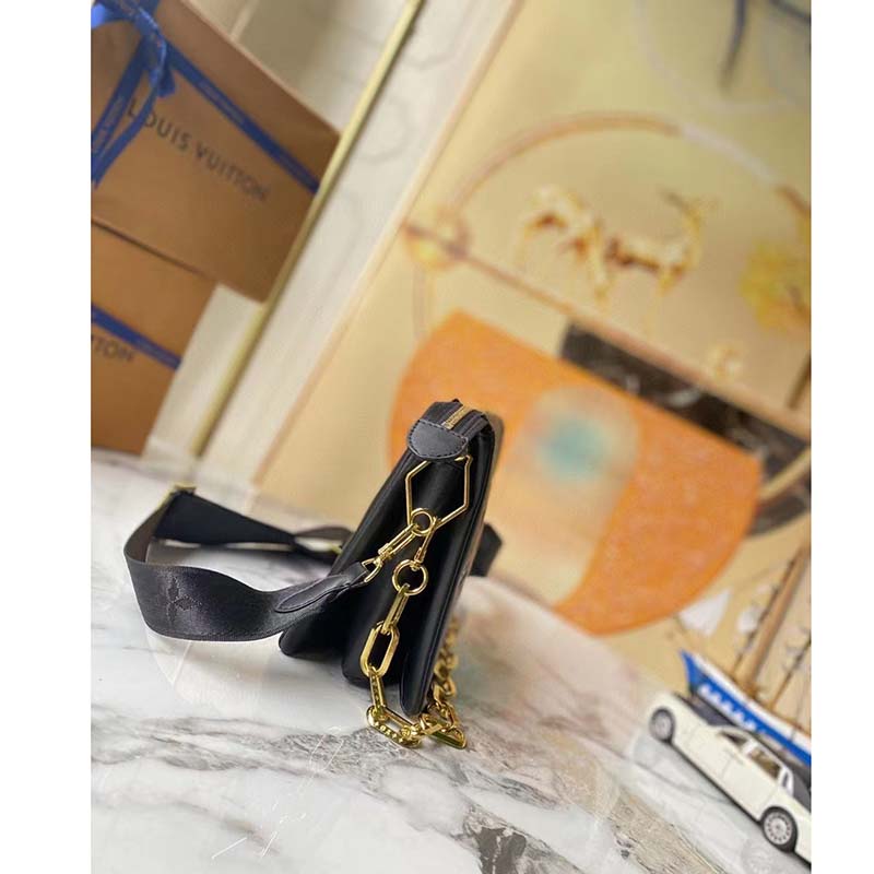 Louis Vuitton LV Women Coussin MM Handbag Navy Blue Lambskin Leather