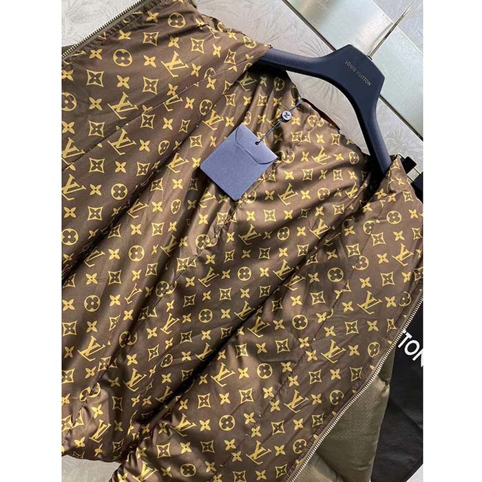 Louis Vuitton LV Women Monogram Accent Pillow Puffer Cape Khaki Regular Fit