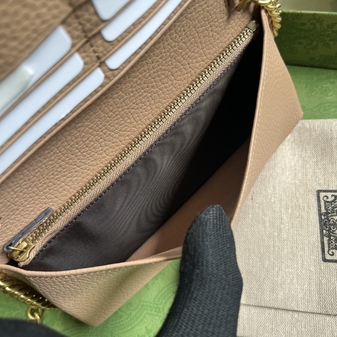 Gucci Women GG Chain Wallet Interlocking G Python Bow Rose Beige Leather