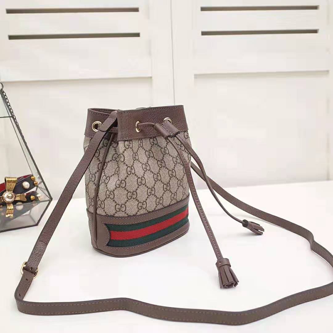 Gucci GG Women Ophidia Mini GG Bucket Bag-Brown
