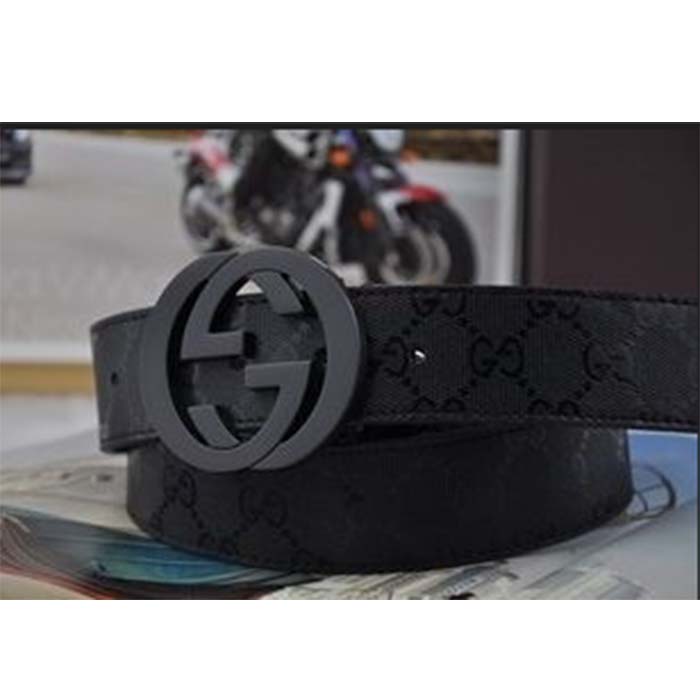 Gucci Unisex GG Marmont Belt Black Leather Double G Black Buckle